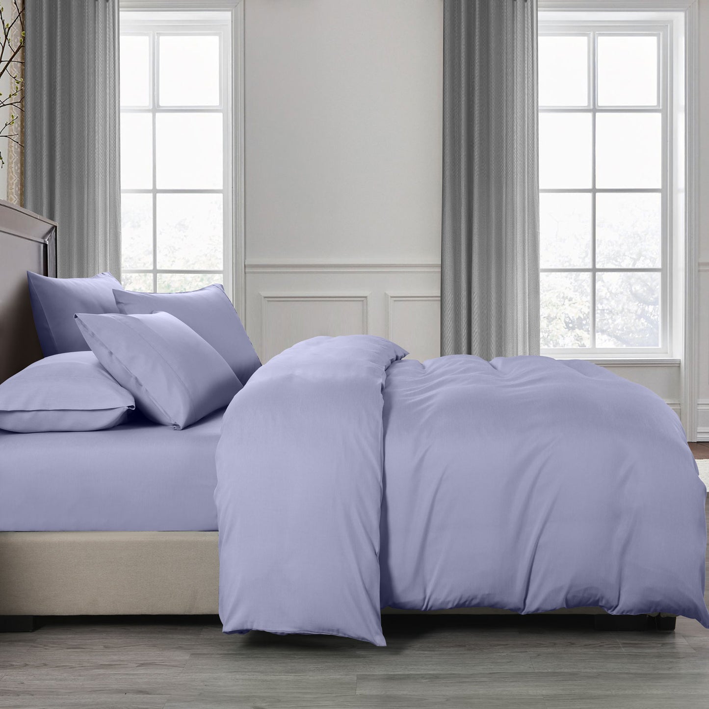 Queen Royal Comfort Bamboo Cooling 2000TC 6-Piece Combo Set - Lilac Grey