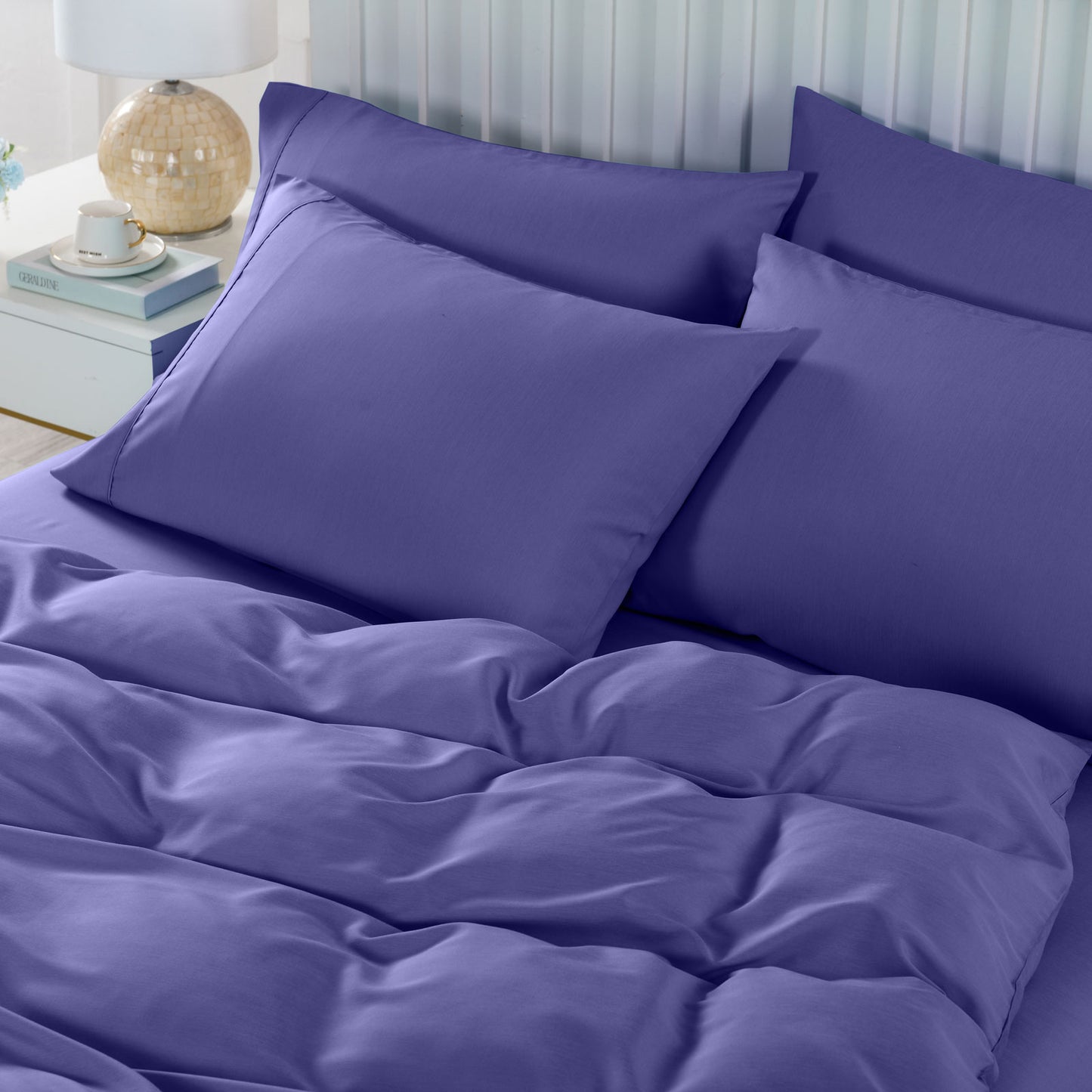 QUEEN 2000TC Bamboo Cooling 6-Piece Bedding Combo Set - Royal Blue