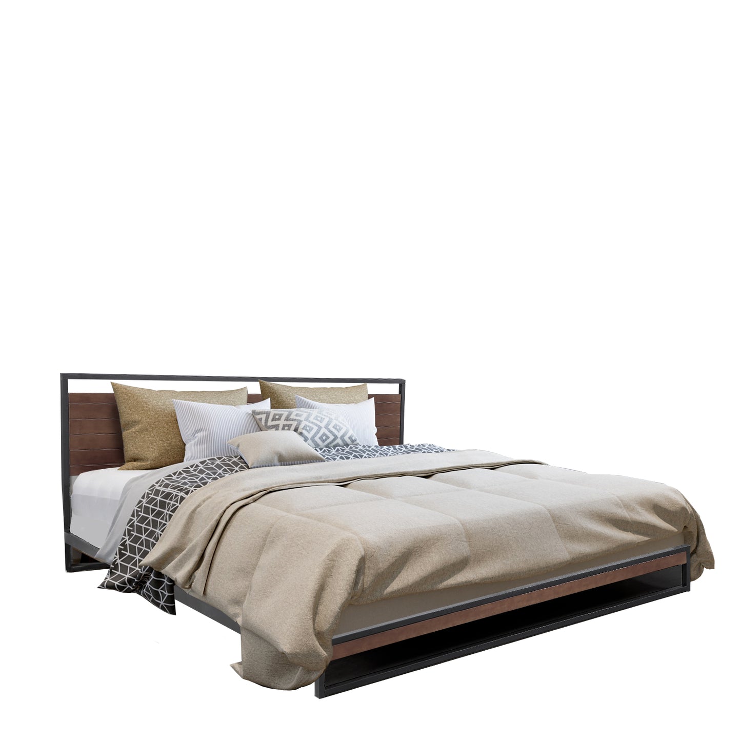 Xylia Bed Frame with Headboard - Black Single