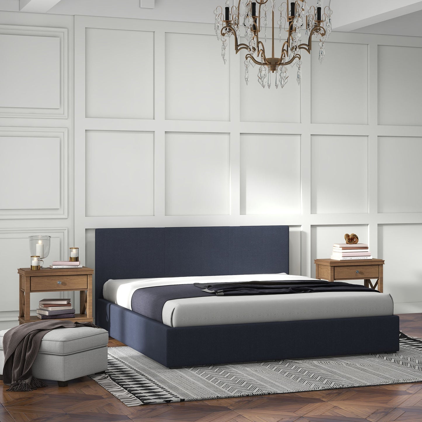 Sienna Luxury Bed with Headboard - Charcoal Single