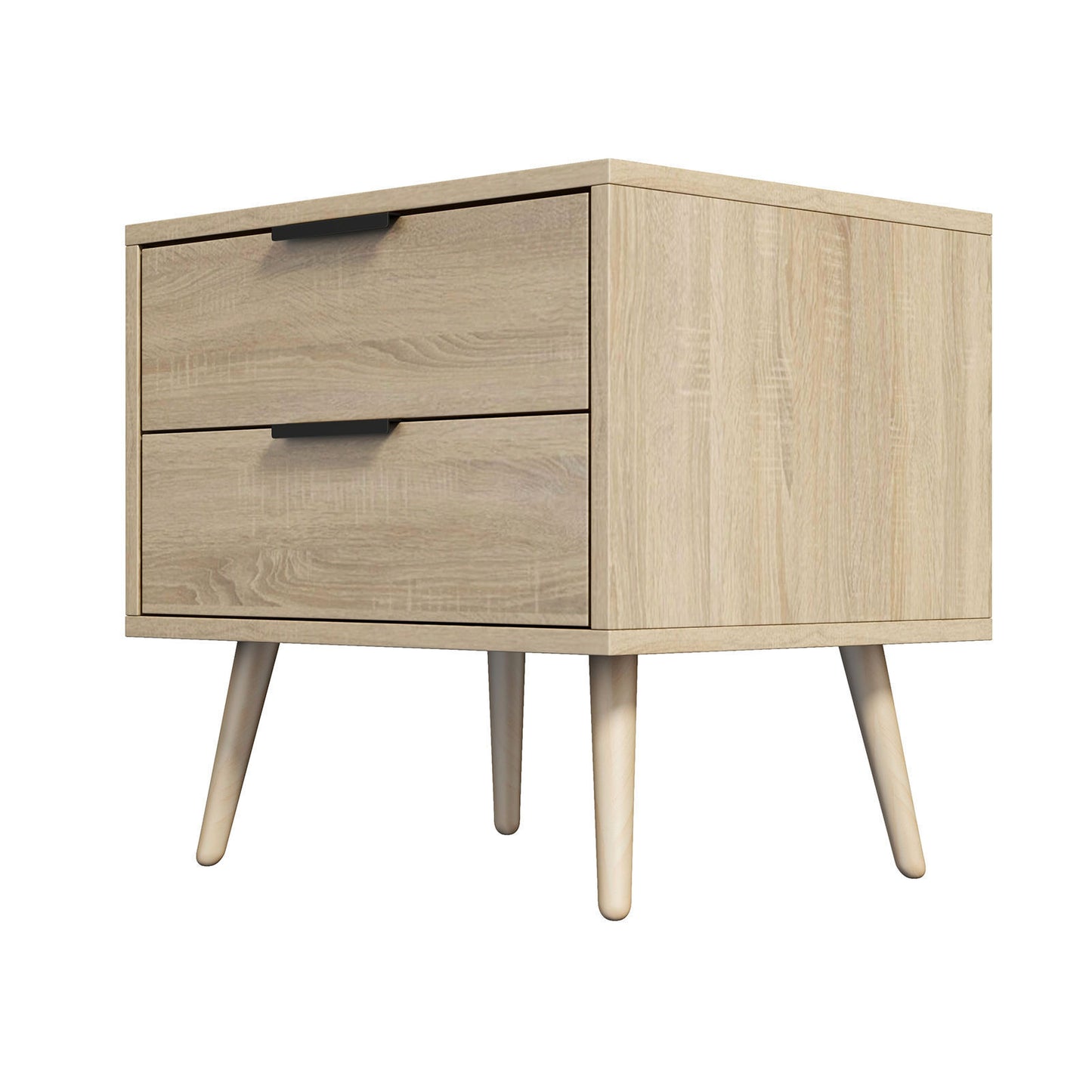 Equimalt Wooden Bedside Tables with 2 Drawers - Light Brown