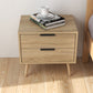 Equimalt Wooden Bedside Tables with 2 Drawers - Light Brown