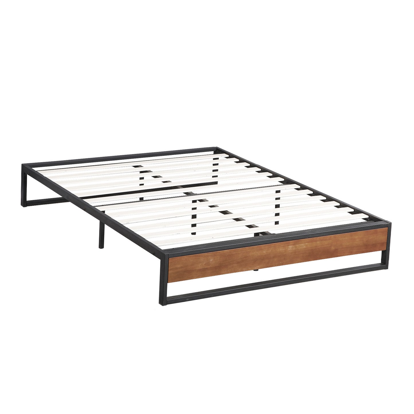 Tiel Metal and Wood Bed Frame Base - Black Single