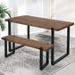 3-Piece Lucia Brown Dining Table & Chair Set Bench Industrial Cafe Restaurant