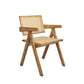 Elowen Dining Chair Solid Wood Rattan Armchair Wicker Accent Lounge Chairs - Natural