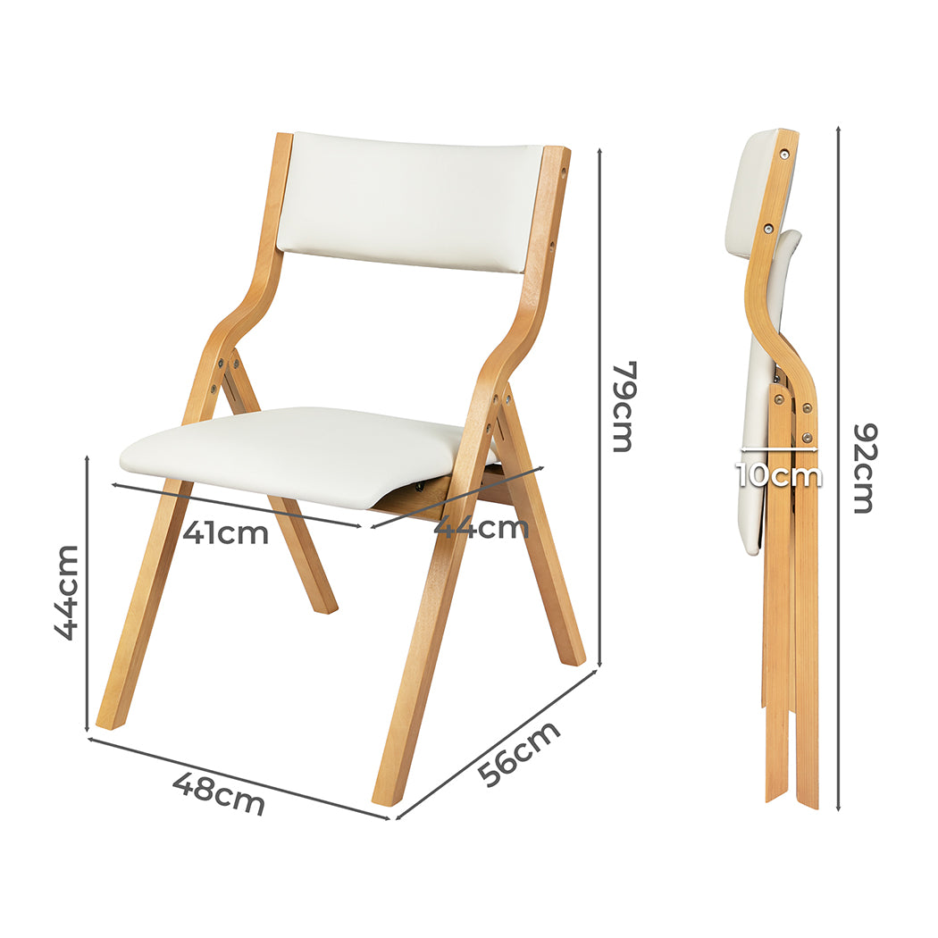 Romilly Set of 2 Dining Chairs Foldable PU - Beige