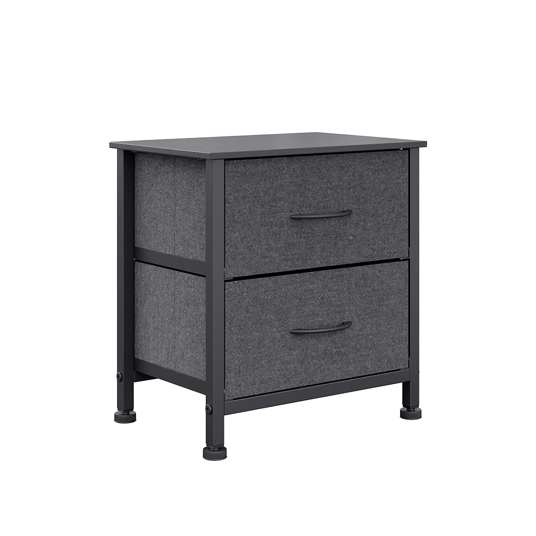 Moose Fabric Bedside Tables with 2 Drawers - Dark Grey