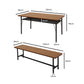 2-Piece Ennio Brown Dining Table & Chair Set Dining Table & Bench Set Steel Home Kitchen Farmhouse