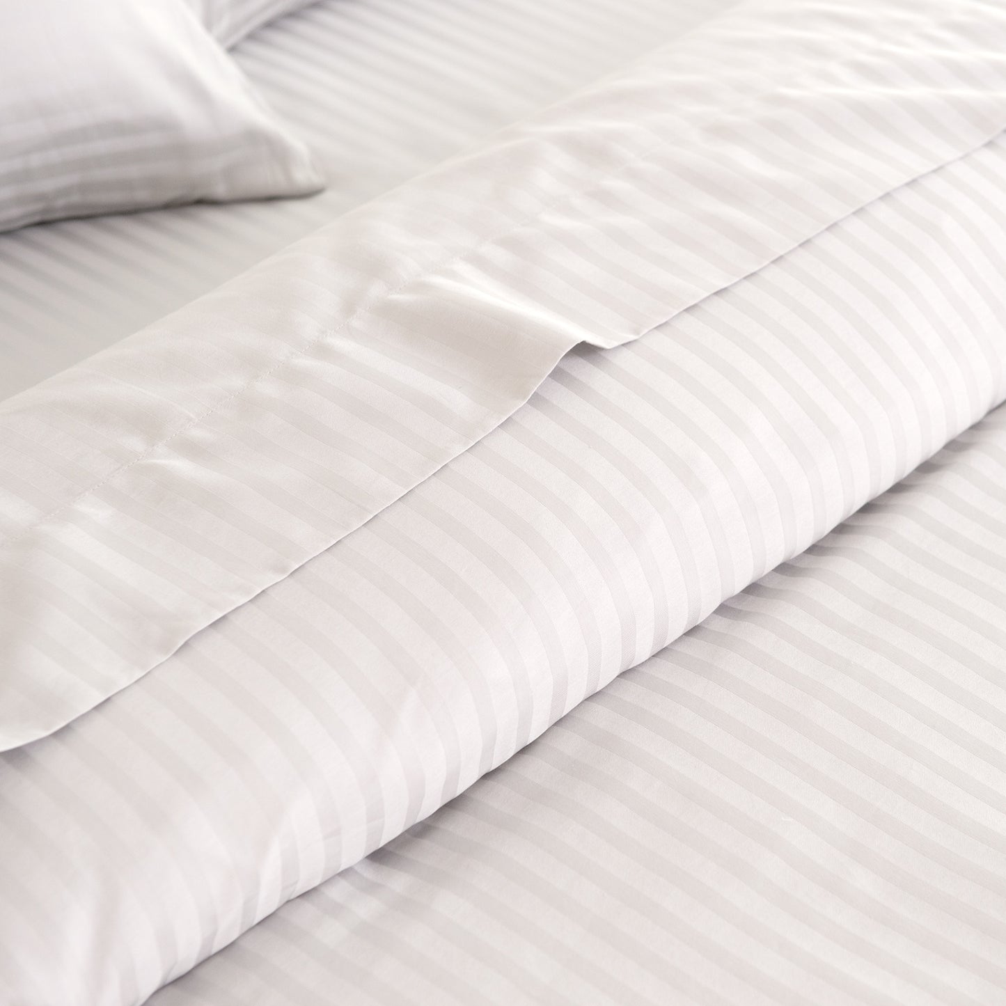 Double Kensington 1200TC Cotton Sheet Set Stripe - White
