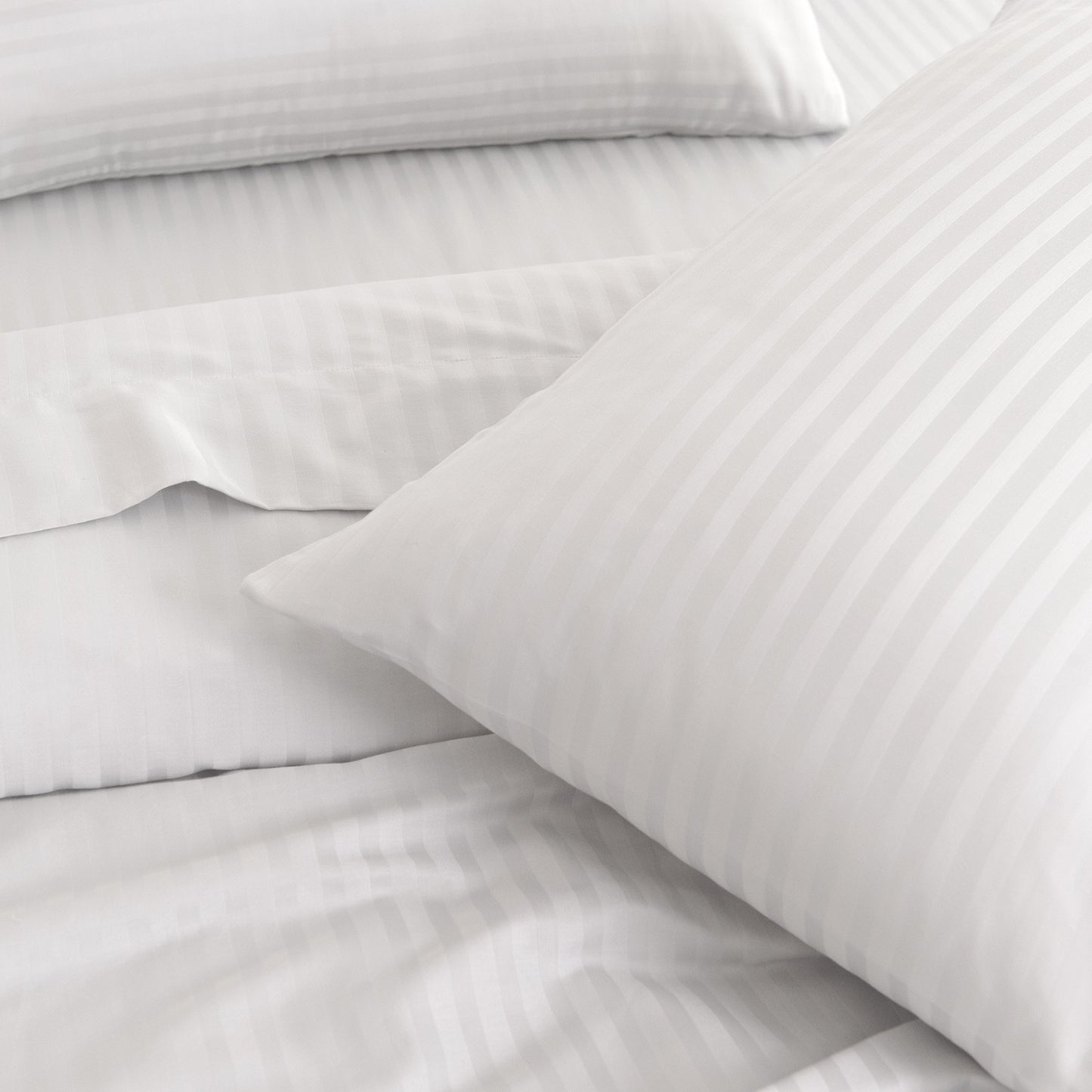Double Kensington 1200TC Cotton Sheet Set Stripe - White