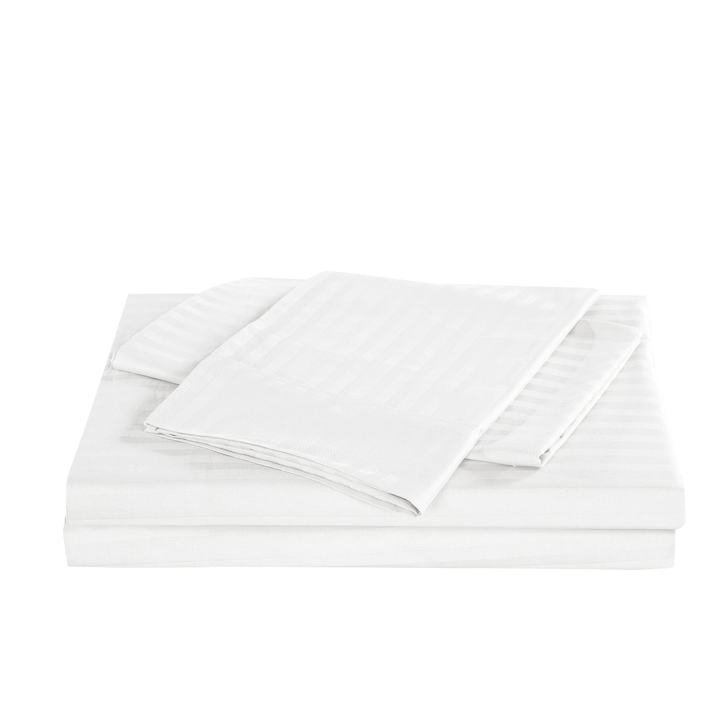 Double Kensington 1200TC Cotton Sheet Set Stripe - White