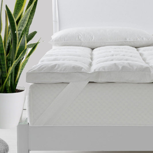 QUEEN 1800GSM Duck Feather and Down Mattress Topper - White
