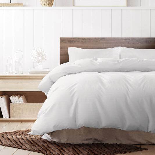 QUEEN 1000TC Cotton Blend Quilt Cover Set - White