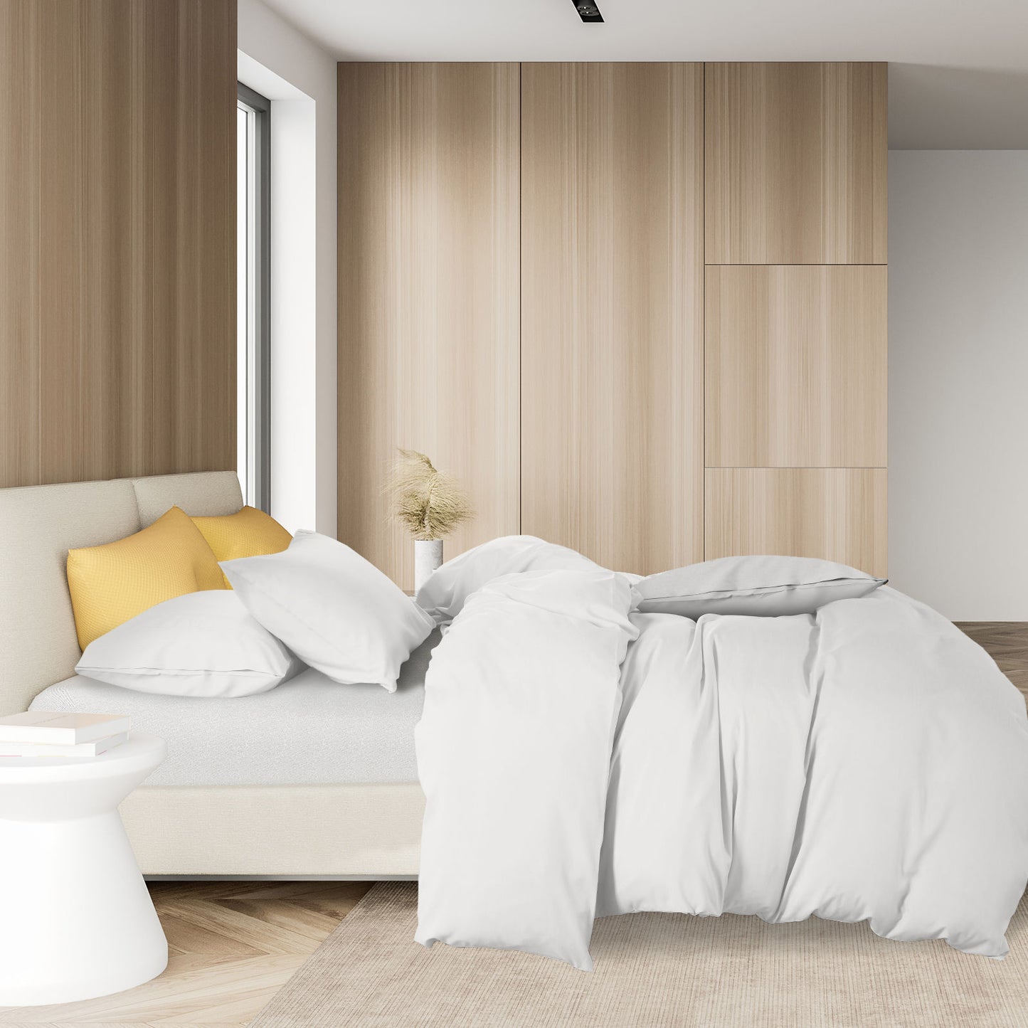 QUEEN 1000TC Cotton Blend Quilt Cover Set - White
