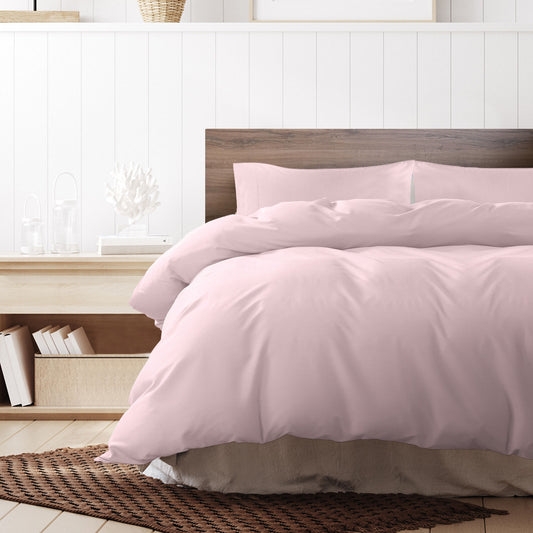 KING 1000TC Cotton Blend Quilt Cover Pillowcase Set - Pink
