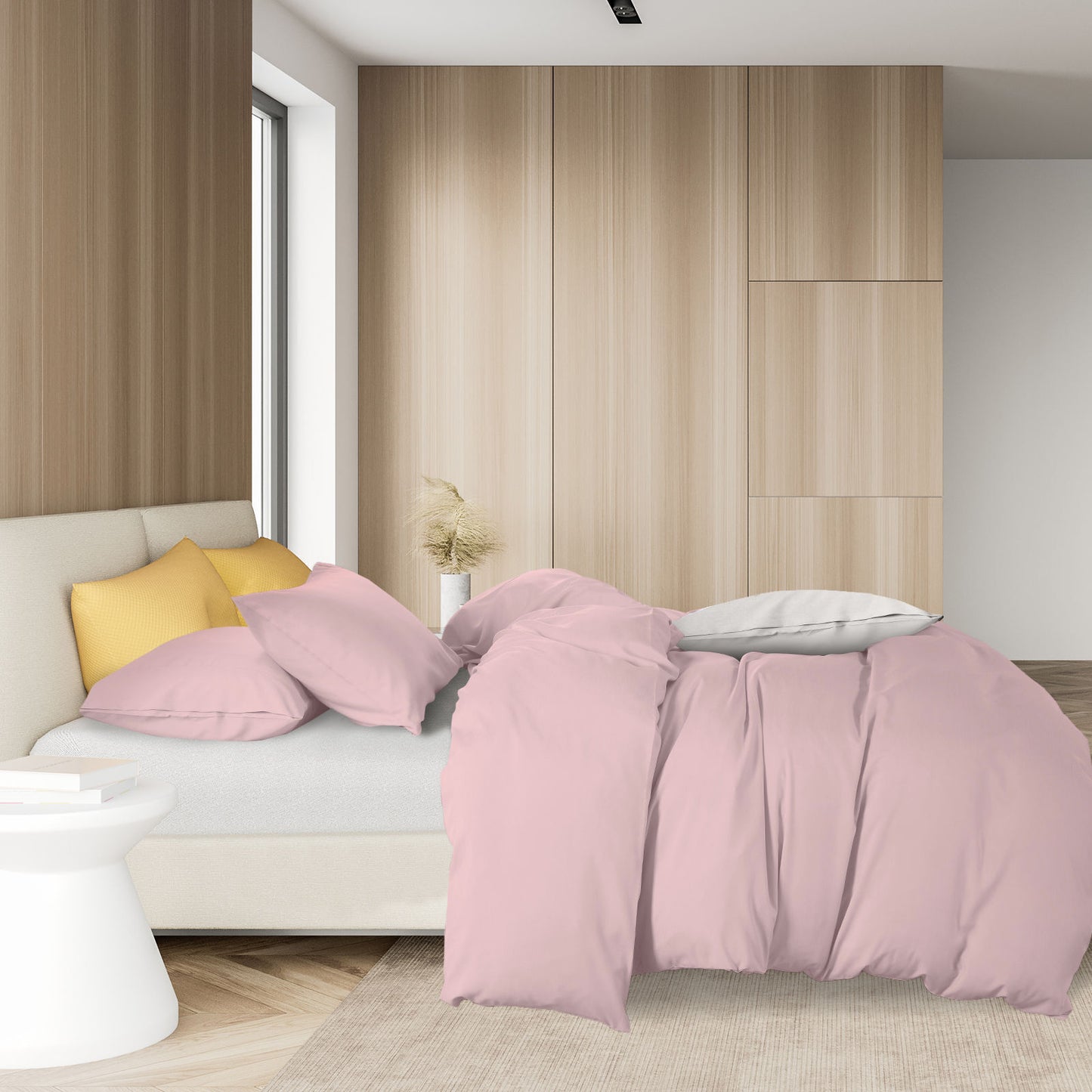 KING 1000TC Cotton Blend Quilt Cover Pillowcase Set - Pink