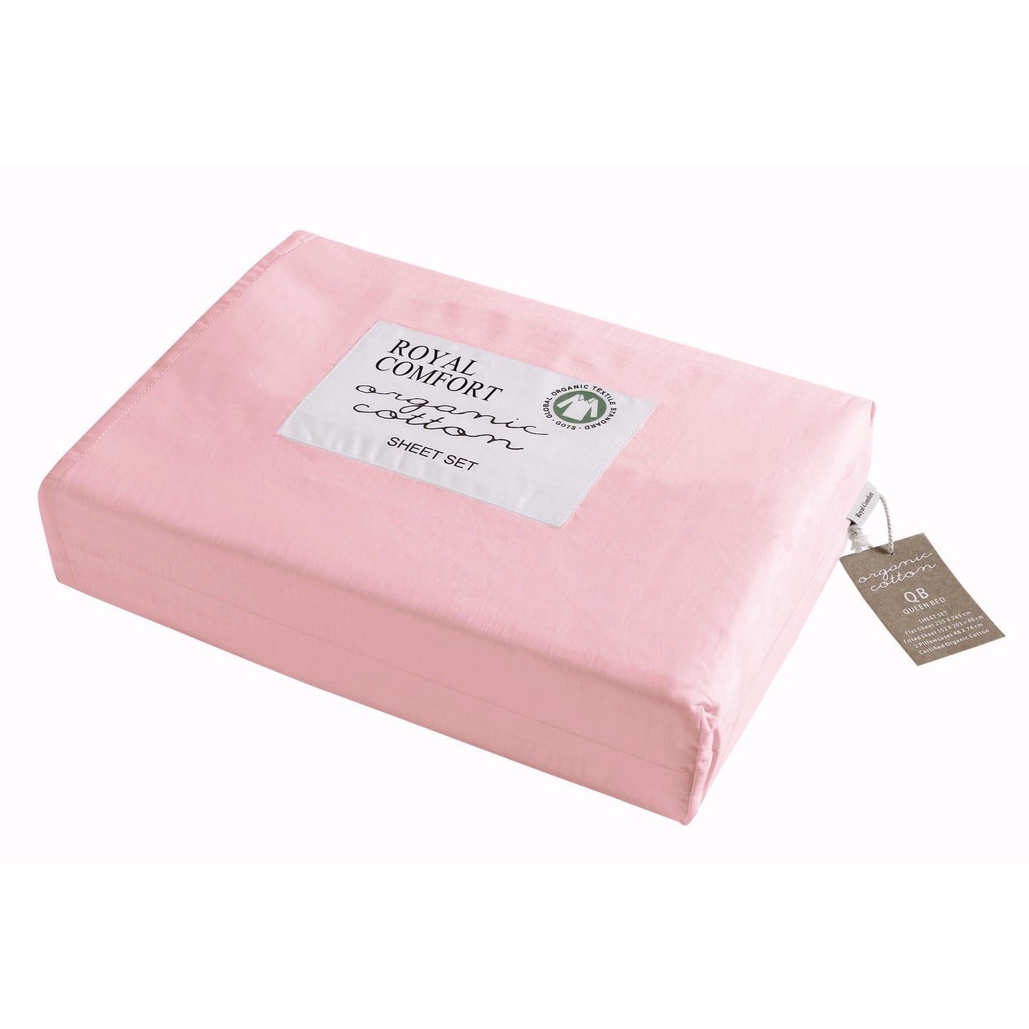 Double Royal Comfort - 250TC 100% Organic Cotton 4-Piece Sheet Set - Blush