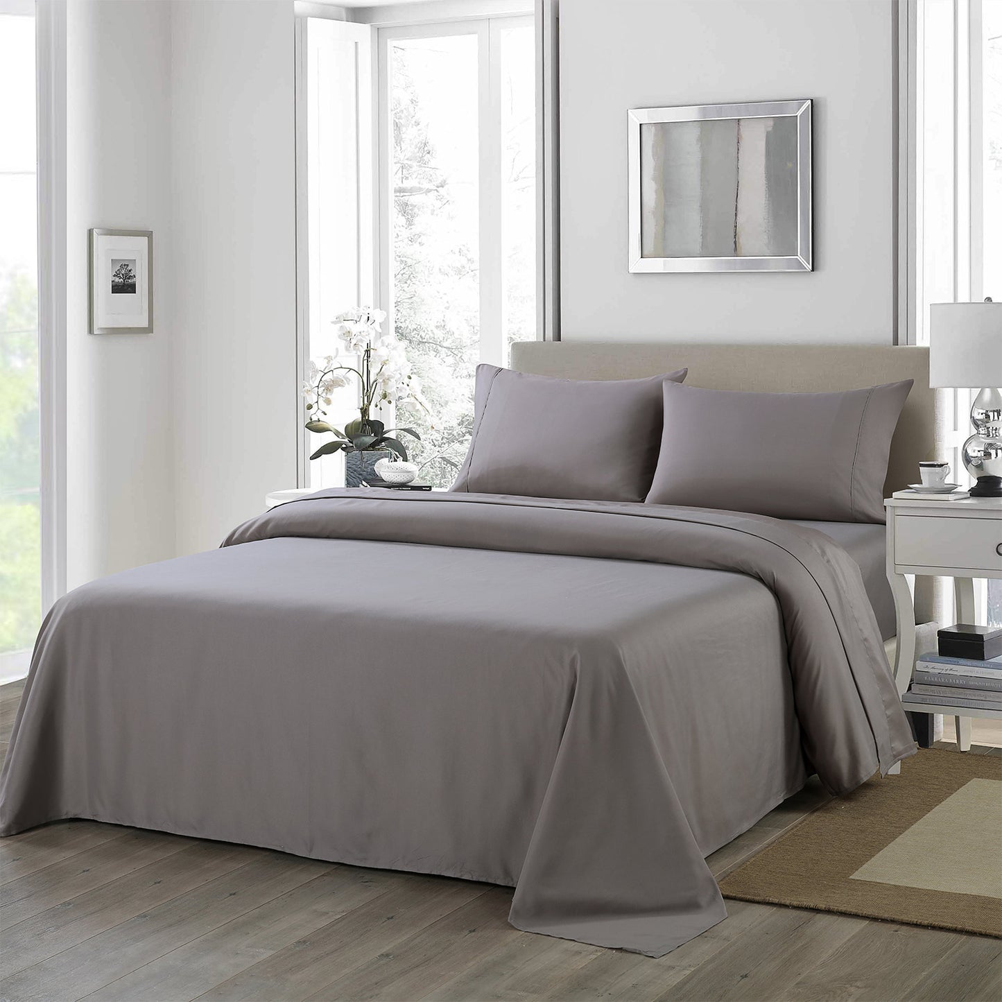 Double Royal Comfort 1200TC Ultrasoft 4-Piece Sheet Set - Charcoal