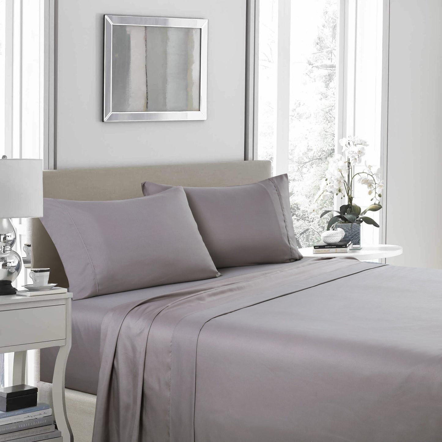 Double Royal Comfort 1200TC Ultrasoft 4-Piece Sheet Set - Charcoal