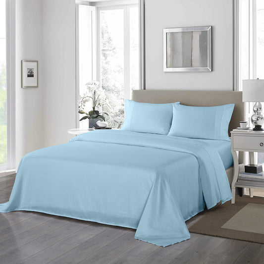 Double Royal Comfort 1200TC Ultrasoft 4-Piece Sheet Set - Sky Blue