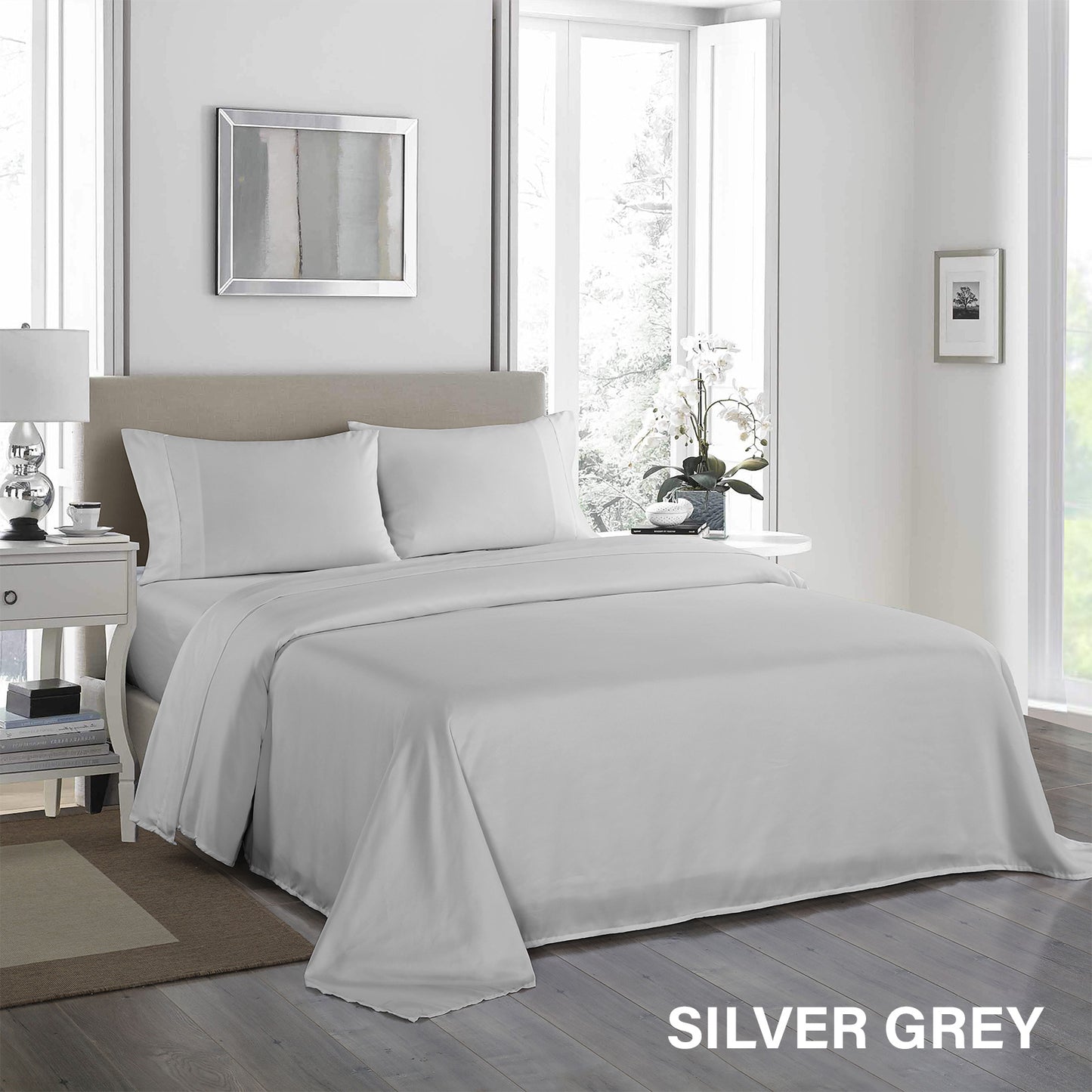 Double Royal Comfort 1200TC Ultrasoft 4-Piece Sheet Set - Silver