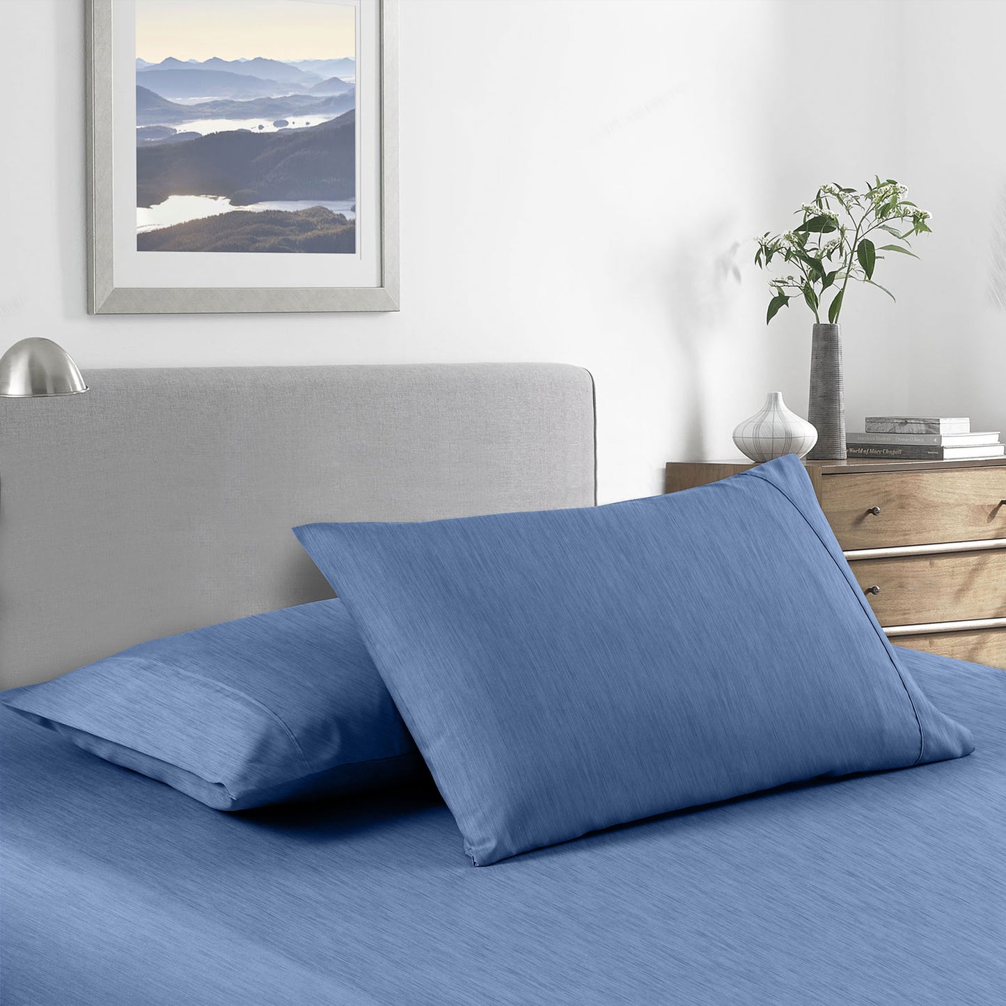Double Royal Comfort Bamboo Cooling 2000TC Sheet Set - Denim