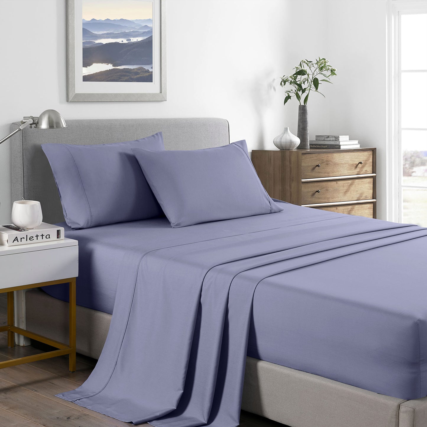 Queen Royal Comfort Bamboo Cooling 2000TC Sheet Set - Lilac Grey