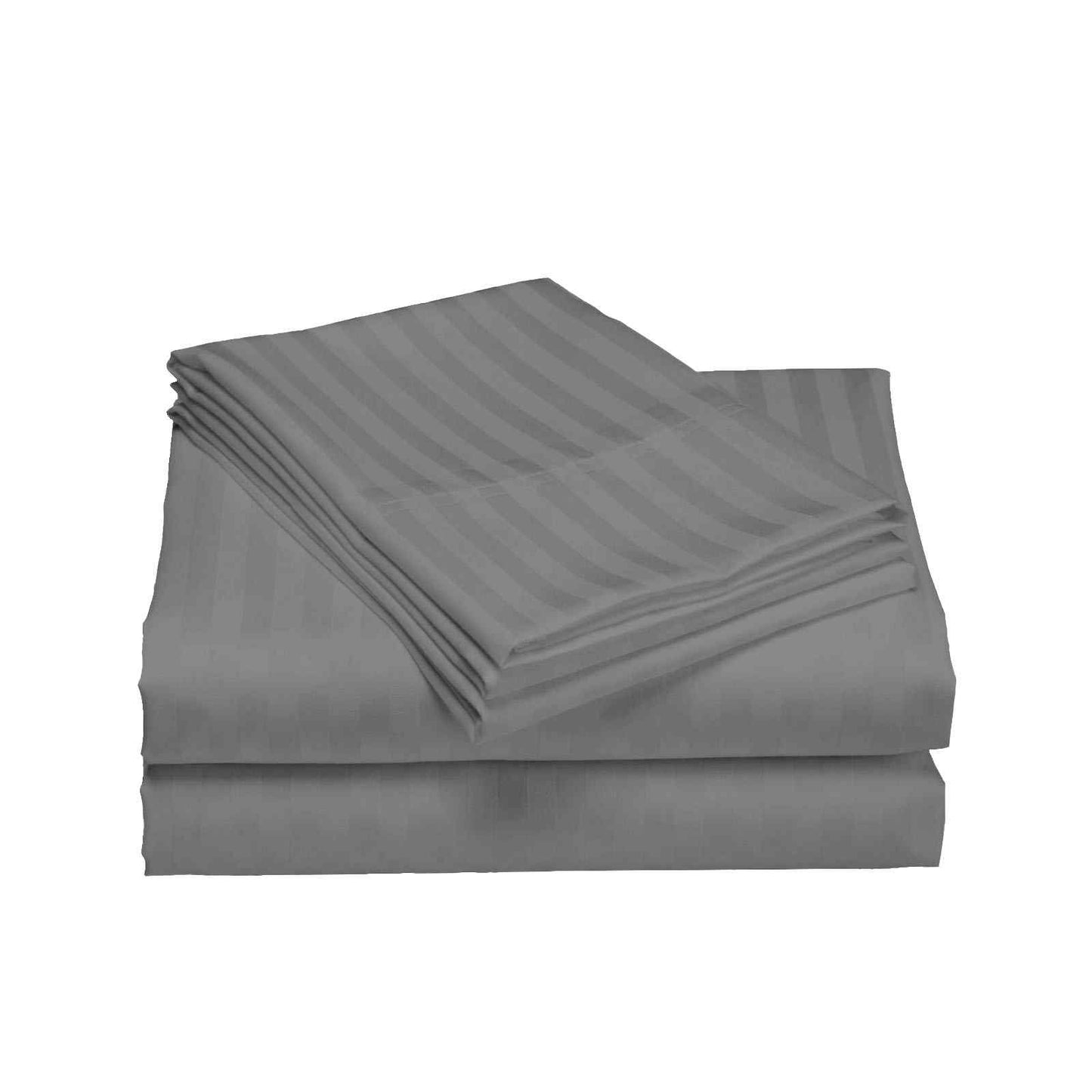QUEEN 1200 Thread Count Stripe Cotton Blend Quilt Cover Sets - Charcoal