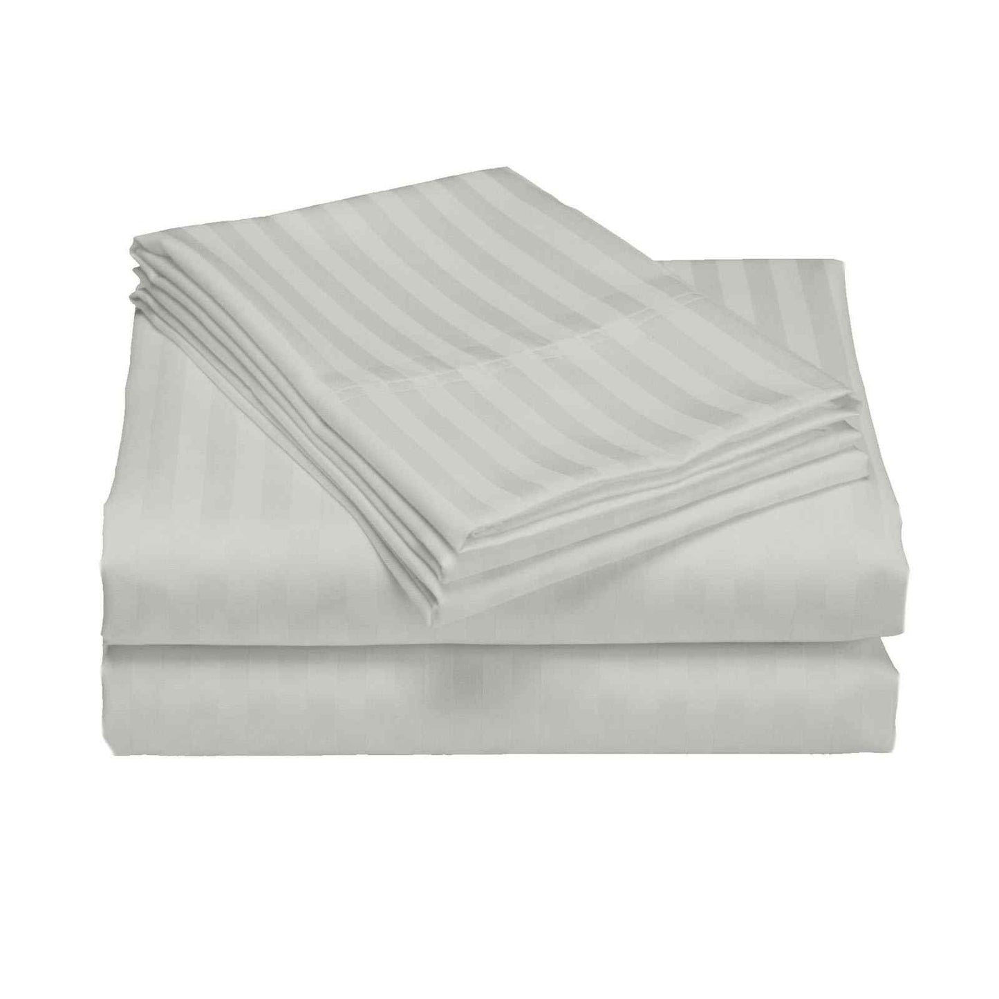 QUEEN 1200 Thread Count Stripe Cotton Blend Quilt Cover Sets - Silver