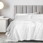 KING 1200 Thread Count Stripe Cotton Blend Quilt Cover Sets - White