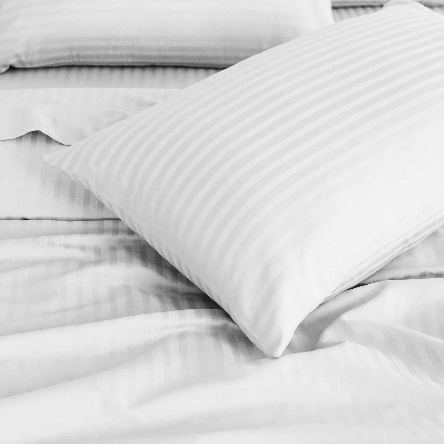 KING 1200 Thread Count Stripe Cotton Blend Quilt Cover Sets - White