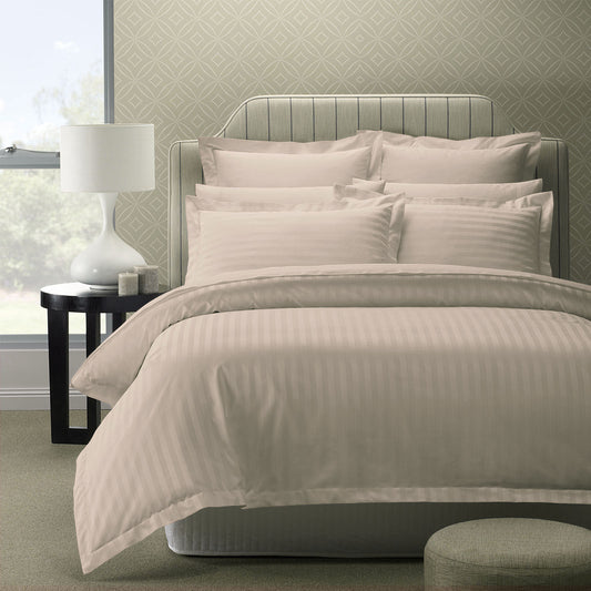 KING 1200TC Stripe Cotton Blend Quilt Cover Sets - Silver