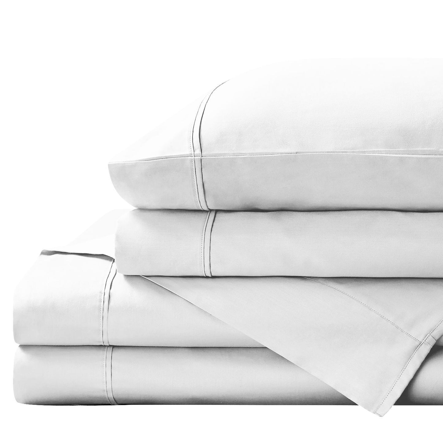 KING 1500TC 4-Piece Cotton Rich Fitted Sheet Sets - White
