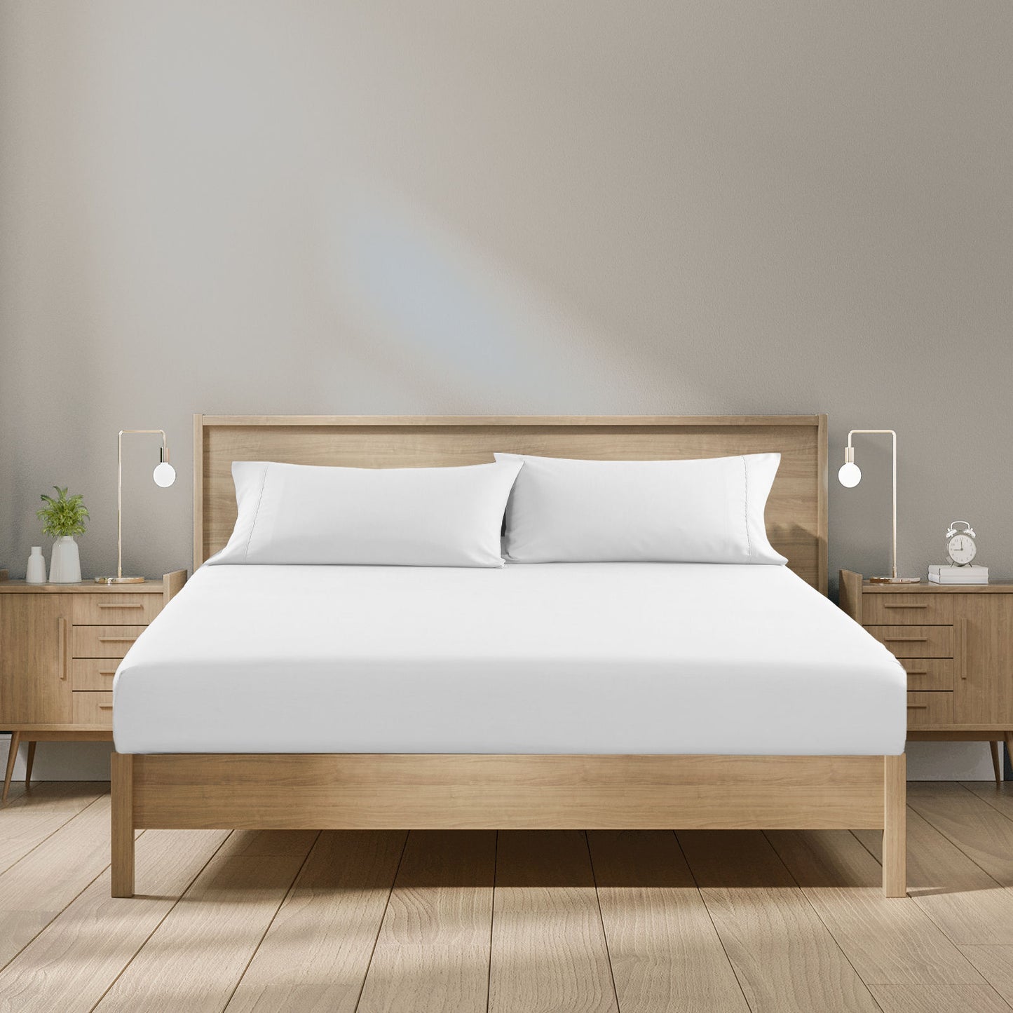 King Royal Comfort 1500TC Cotton Rich Fitted Sheet 3pc Set - White