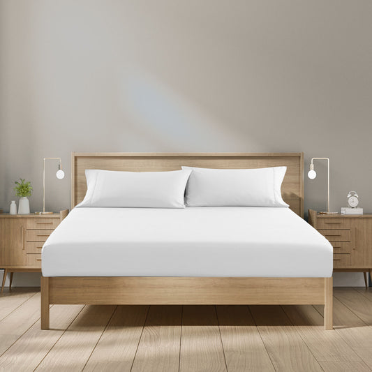 King Royal Comfort 1500TC Cotton Rich Fitted Sheet 3pc Set - White