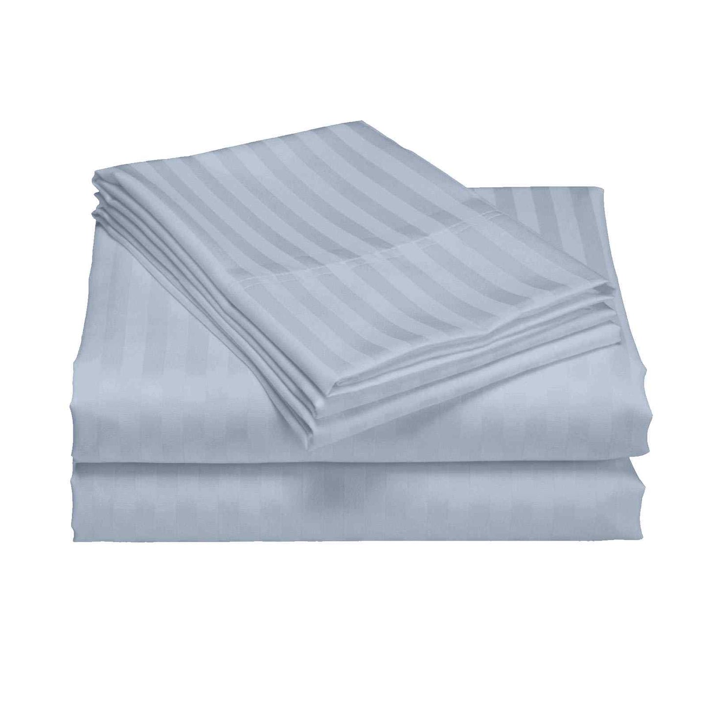 KING 1200 Thread Count Stripe Cotton Blend Quilt Cover Sets - Blue Fog