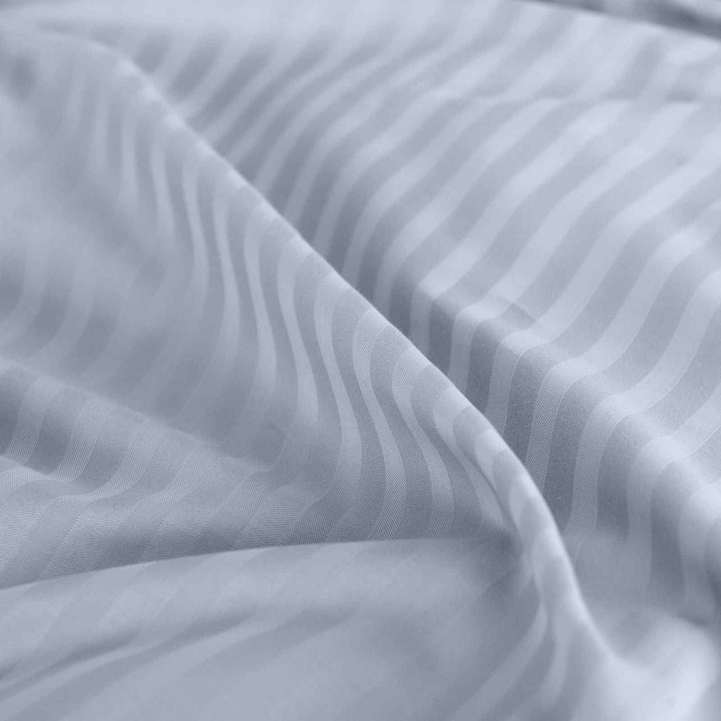 KING 1200 Thread Count Stripe Cotton Blend Quilt Cover Sets - Blue Fog
