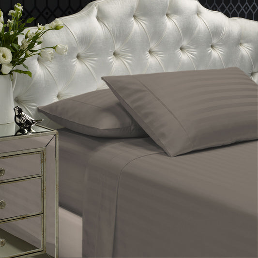 QUEEN 1200 Thread Count Stripe Cotton Blend Quilt Cover Sets - Grey