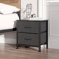 Moose Fabric Bedside Tables with 2 Drawers - Dark Grey