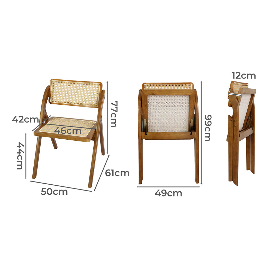 Abigail Set of 2 Foldable Rattan Dining Chairs - Walnut