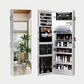 Wall Mounted or Hang Over Mirror Jewellery Cabinet with LED Light White
