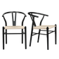 Jett Set of 2 Dining Chairs Wooden Hans Wegner Wishbone Cafe Lounge Seat - Black