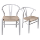 Jett Set of 2 Dining Chairs Rattan Seat Side Kitchen Wood Furniture - White