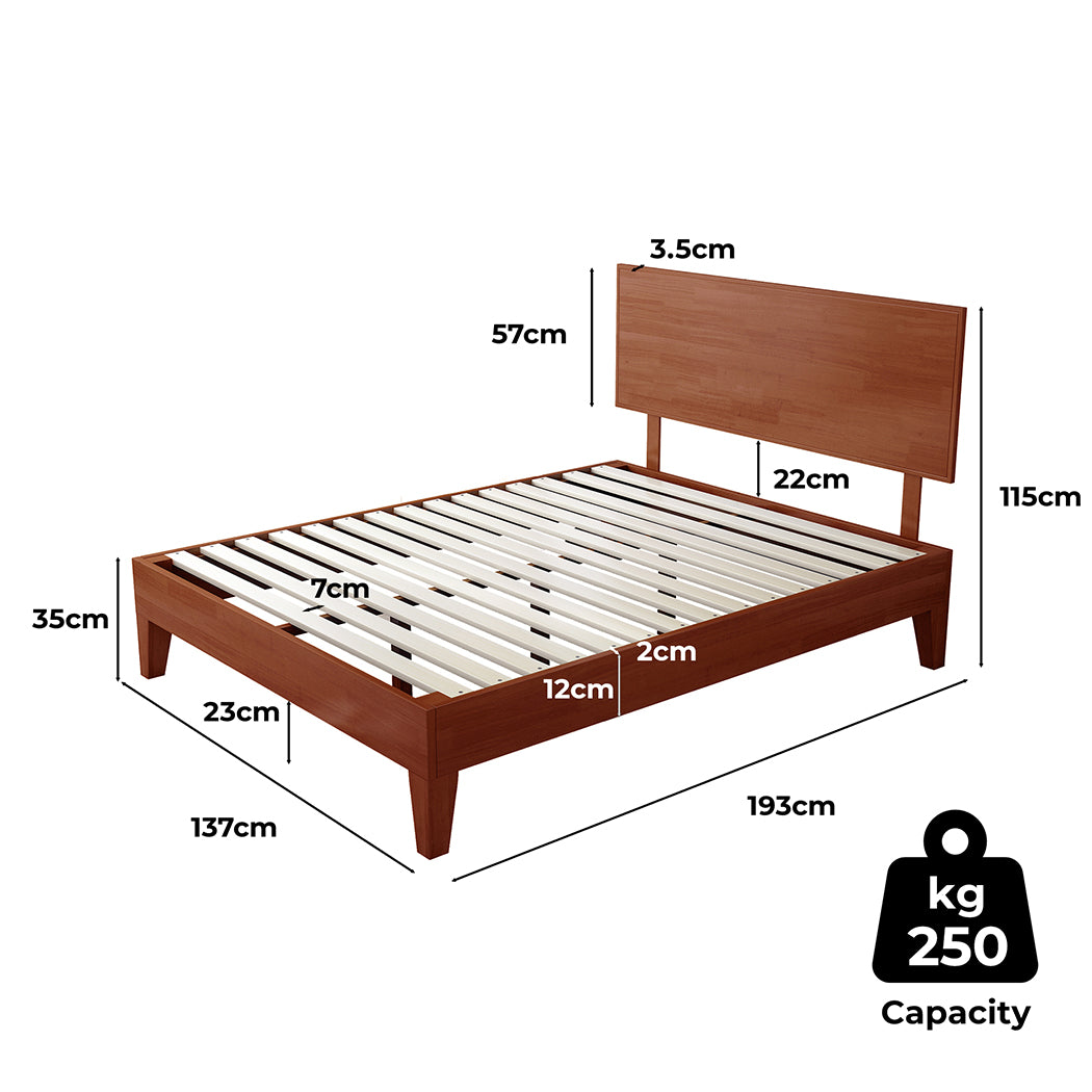 Naomi Rubberwood Bed Frame - Walnut Double