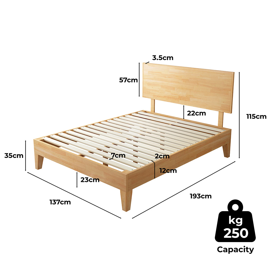 Naomi Rubberwood Bed Frame - Natural Double