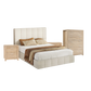 Harlech Queen Bedroom Suite 5 Piece 1x Queen Mattress, 1x Queen Fabric Bed Frame, 2x Wooden Bedside Tables and 1x Tallboy