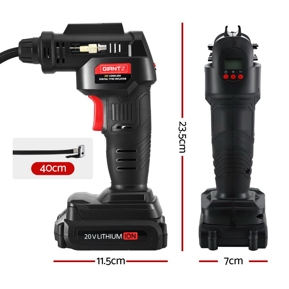 Cordless Tyre Inflator Portable Air Compressor Pump 20V 120PSI Digital LED