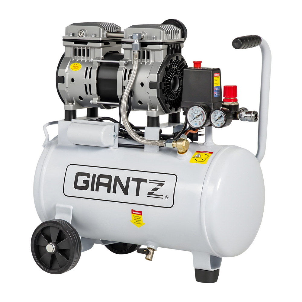 24L Air Compressor Quiet 0.75HP Oil-Free Portable Tyre Inflator 40L/Min