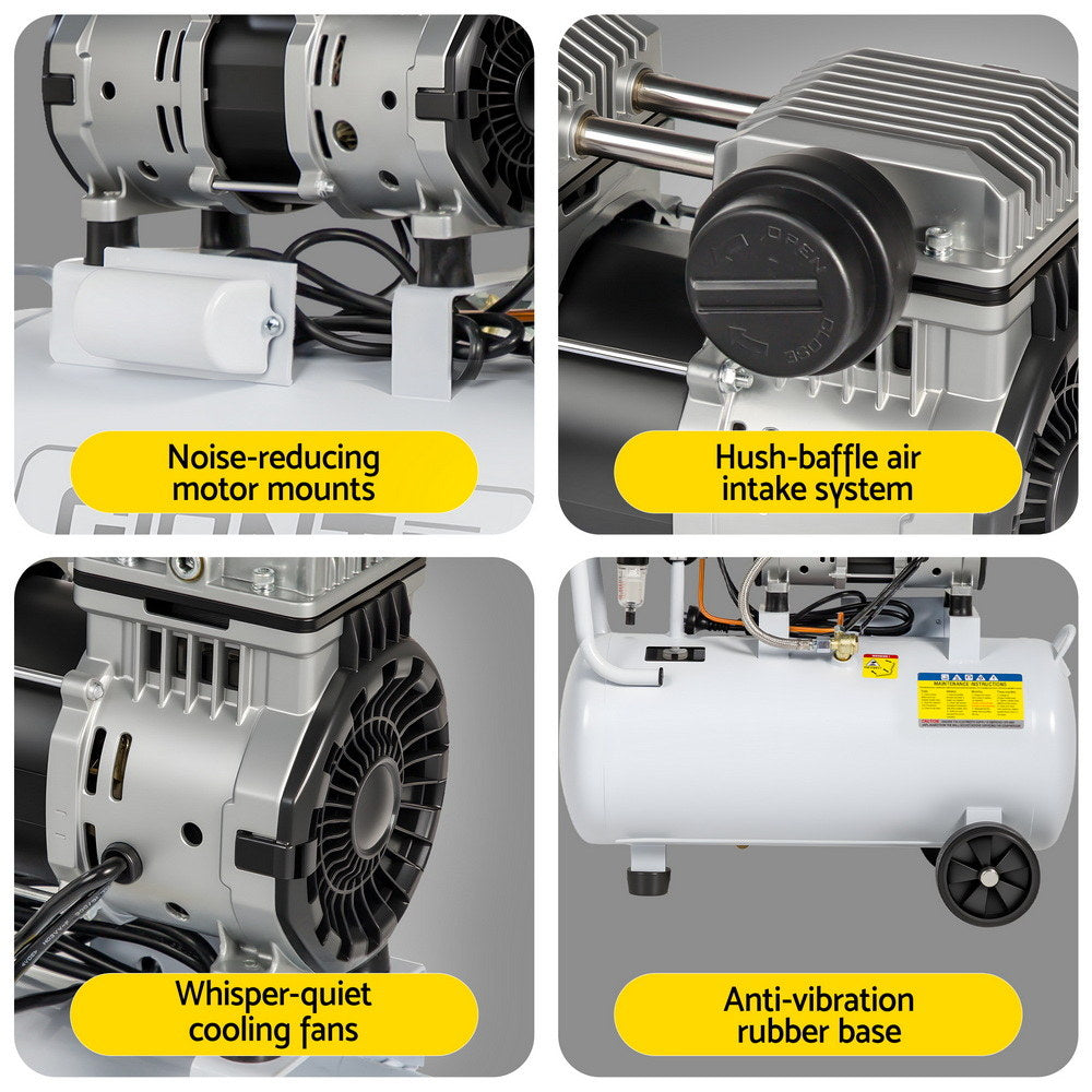 30L Air Compressor Quiet 0.75HP Oil-Free Portable Tyre Inflator 40L/Min