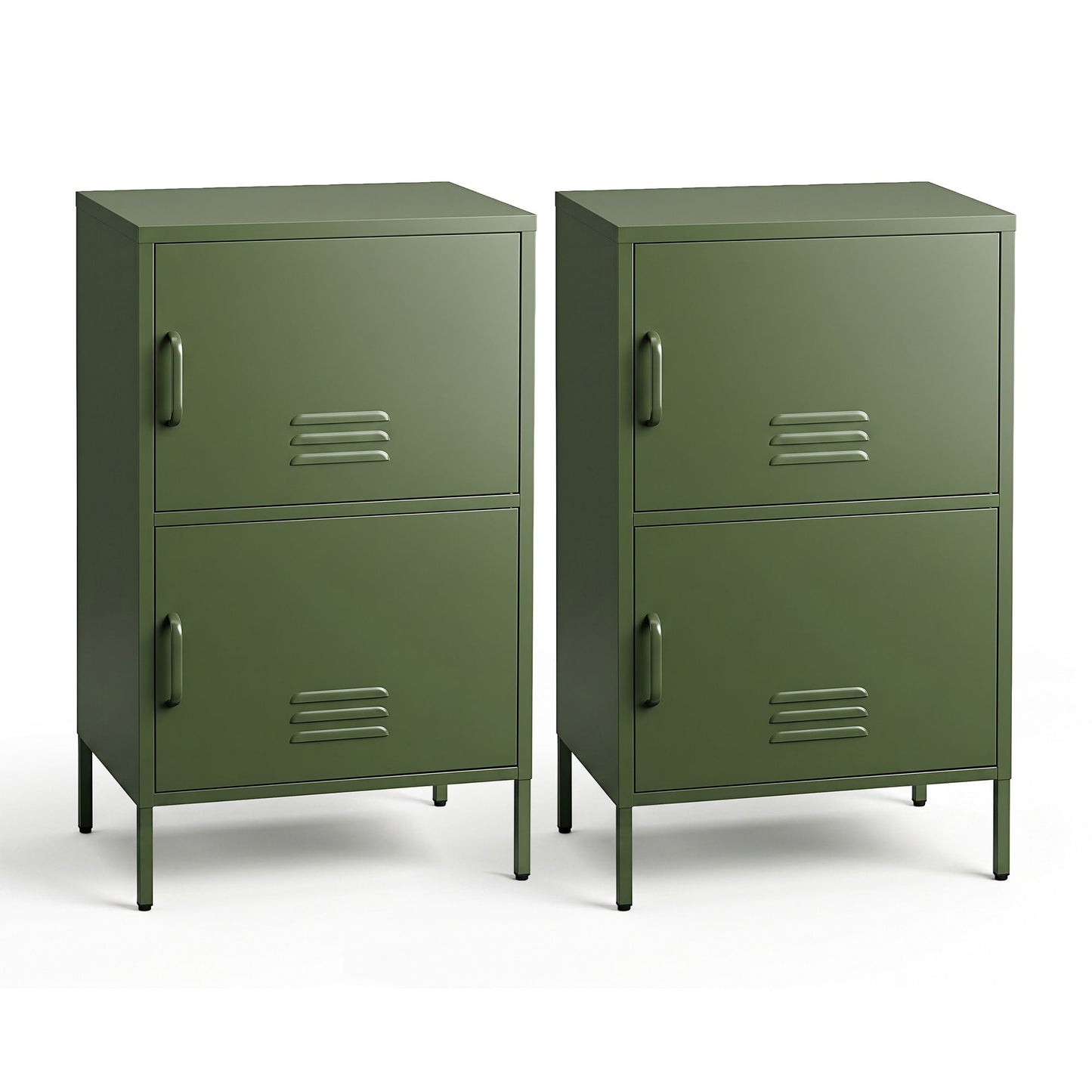 Set of 2 Dallin Buffet Sideboard Cabinet Storage Cupboard 2 Doors Metal - Green